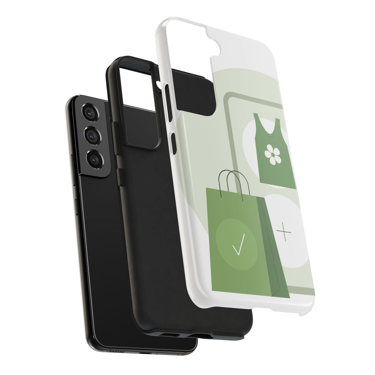 Green Shopping Icons Tough Phone Case — Eco Chic Protective Phone Cover