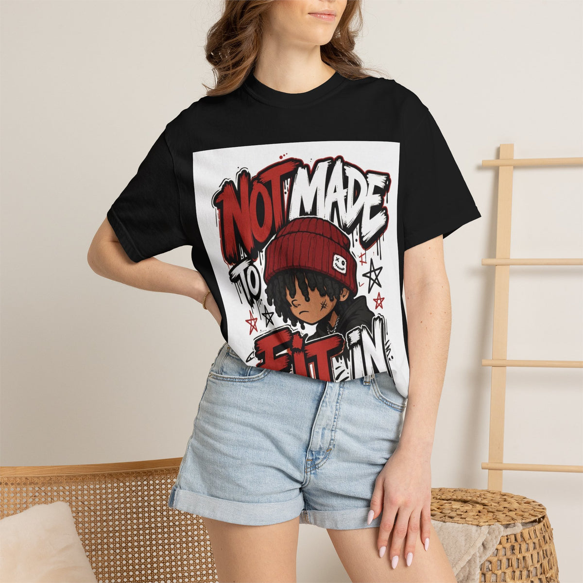 Not Made to Fit In Graphic T-Shirt — Streetwear Anime Statement Tee