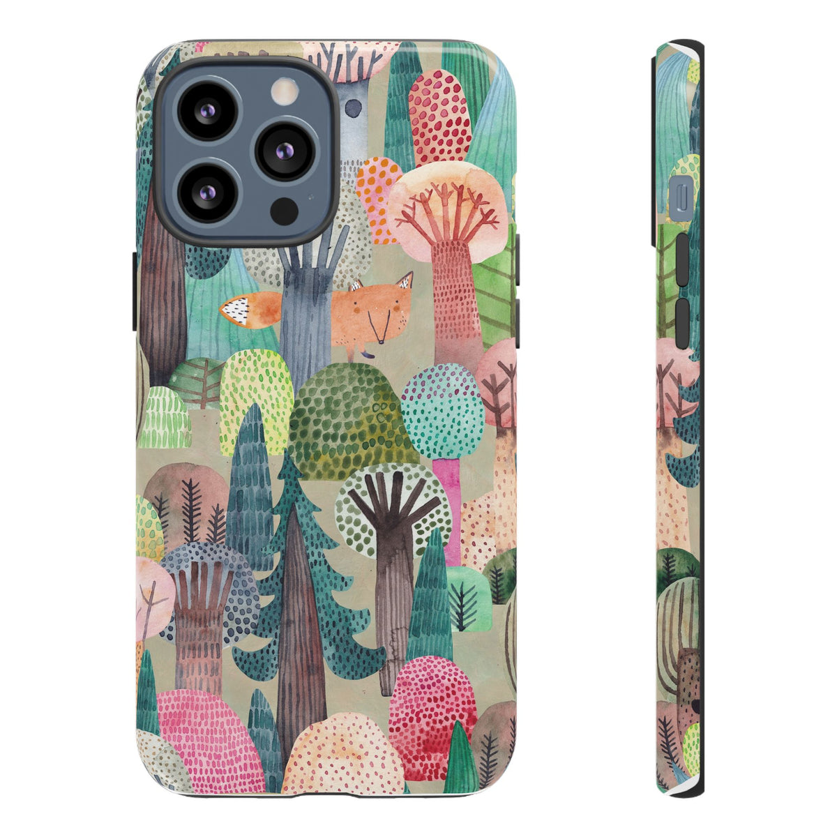 Woodland Fox Phone Case — Colorful Forest Art iPhone Cover