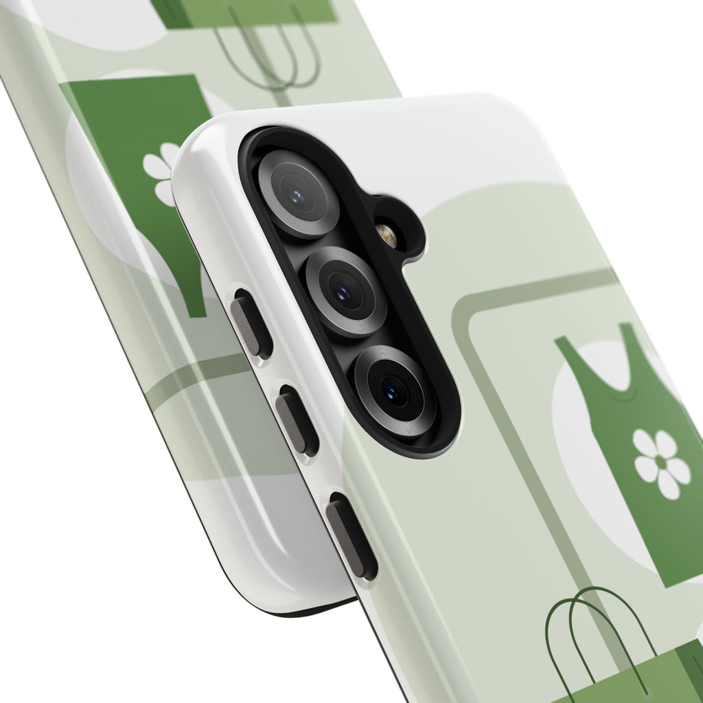 Green Shopping Icons Tough Phone Case — Eco Chic Protective Phone Cover