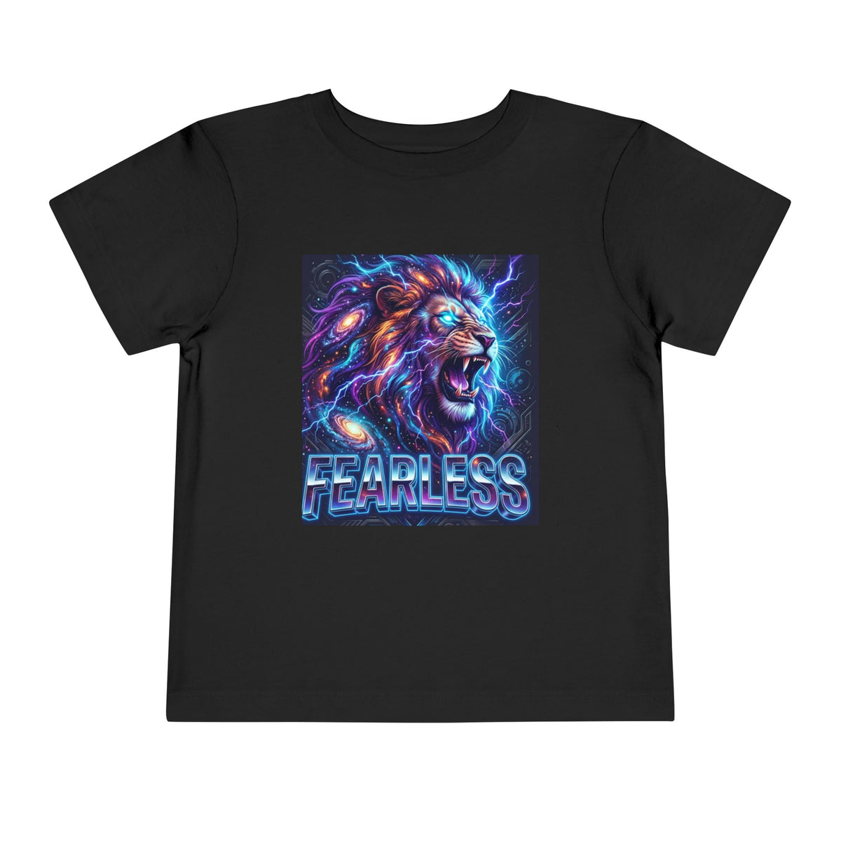 Fearless Neon Lion Toddler Tee — Bold Graphic Kids Shirt