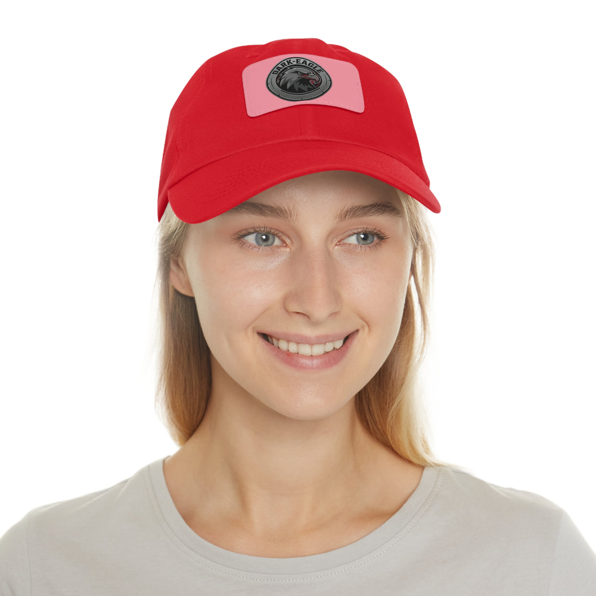 Leather Patch Dad Hat — ‘Dark Eagle’ Vintage Emblem Cap