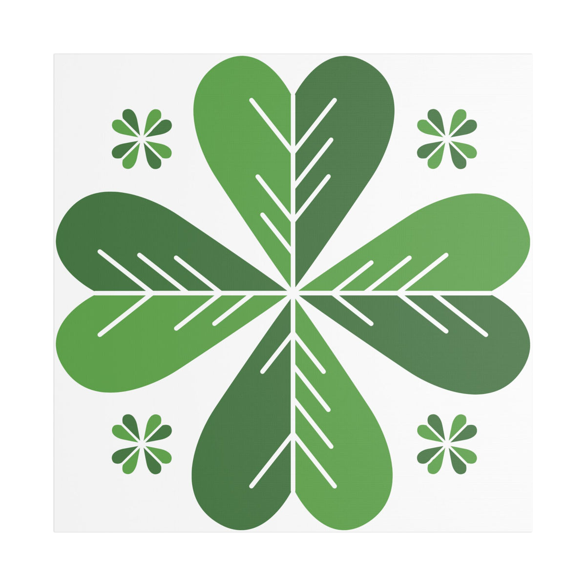 Green Clover Wall Art Canvas — Stretched Satin Botanical Print