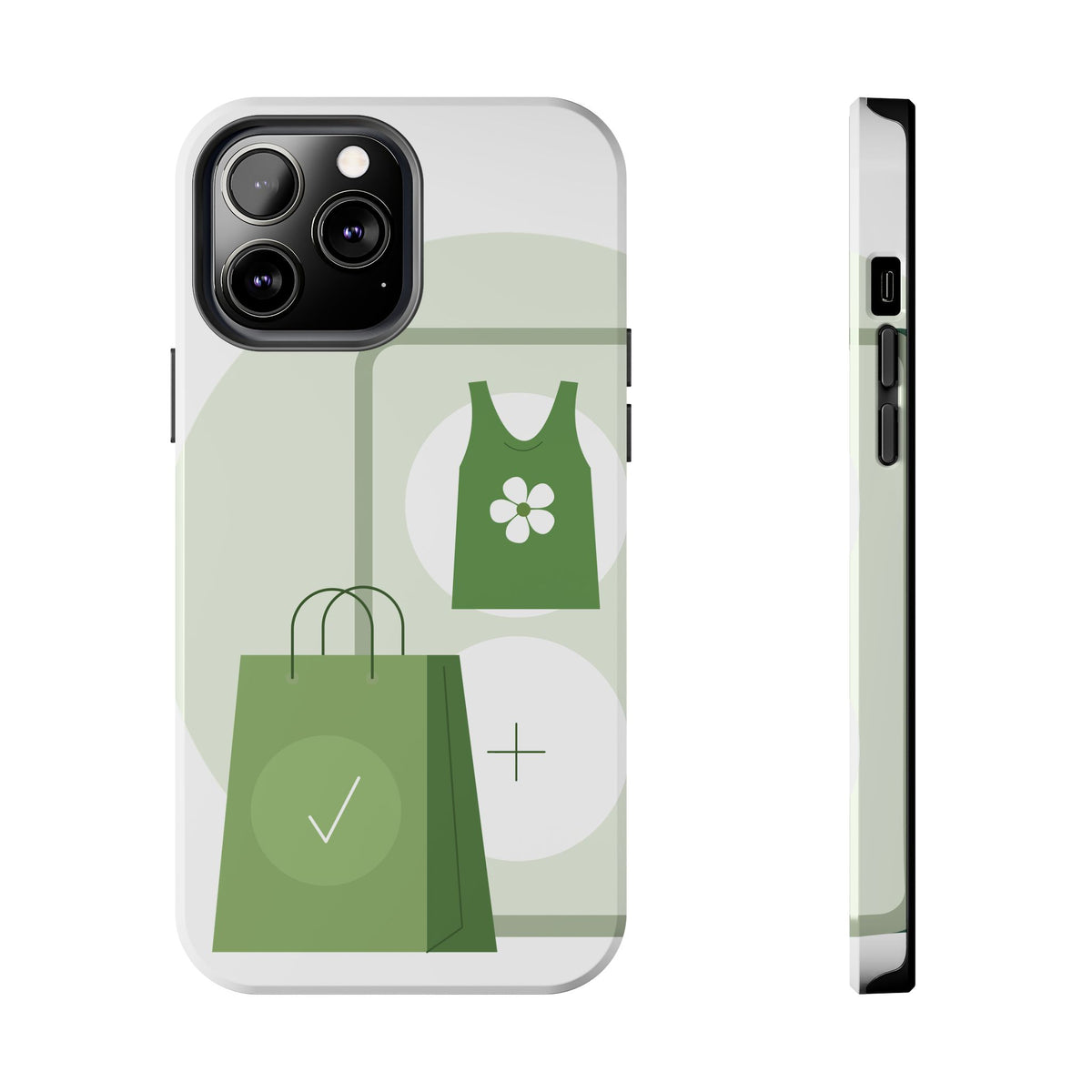 Green Shopping Icons Tough Phone Case — Eco Chic Protective Phone Cover