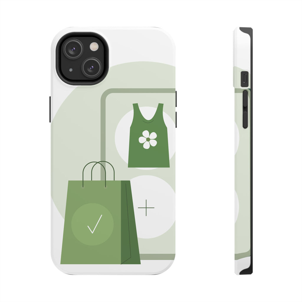 Green Shopping Icons Tough Phone Case — Eco Chic Protective Phone Cover