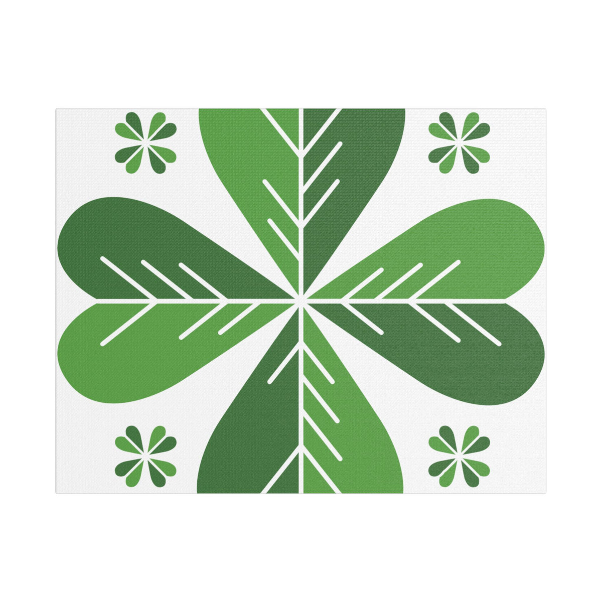 Green Clover Wall Art Canvas — Stretched Satin Botanical Print