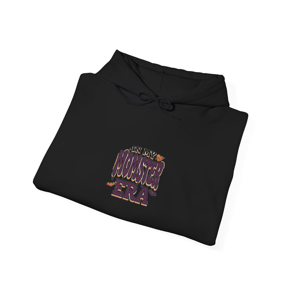 Momster Era Hoodie | Halloween mom, spooky lettering, bats, purple orange