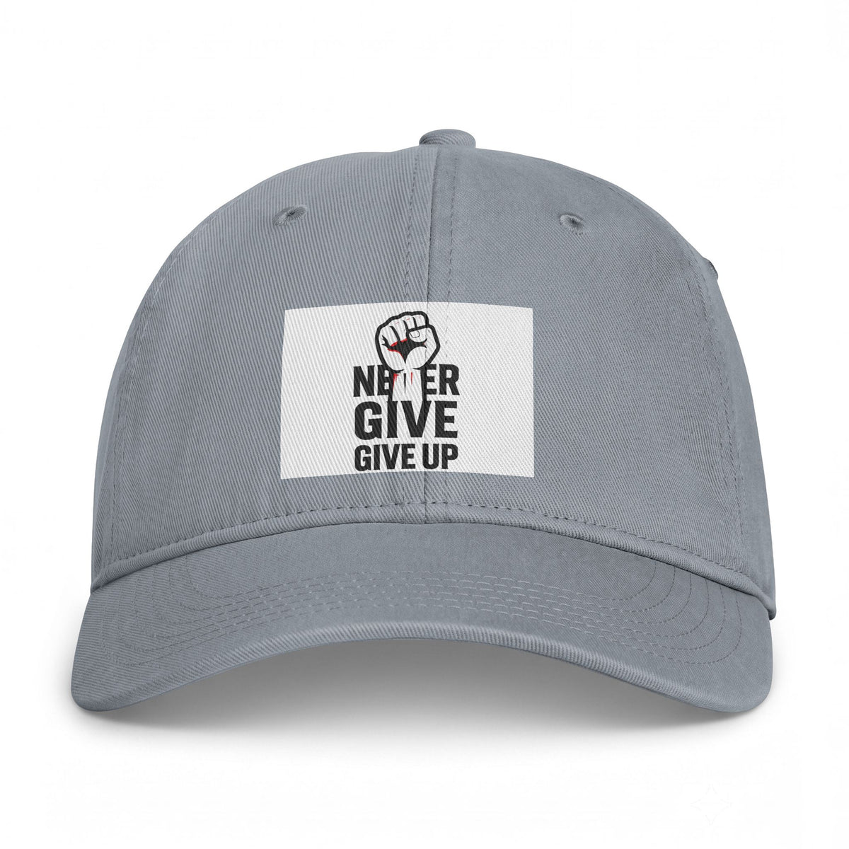 Embroidered 'Never Give Up' Washed Cap - Motivational Casual Baseball Hat