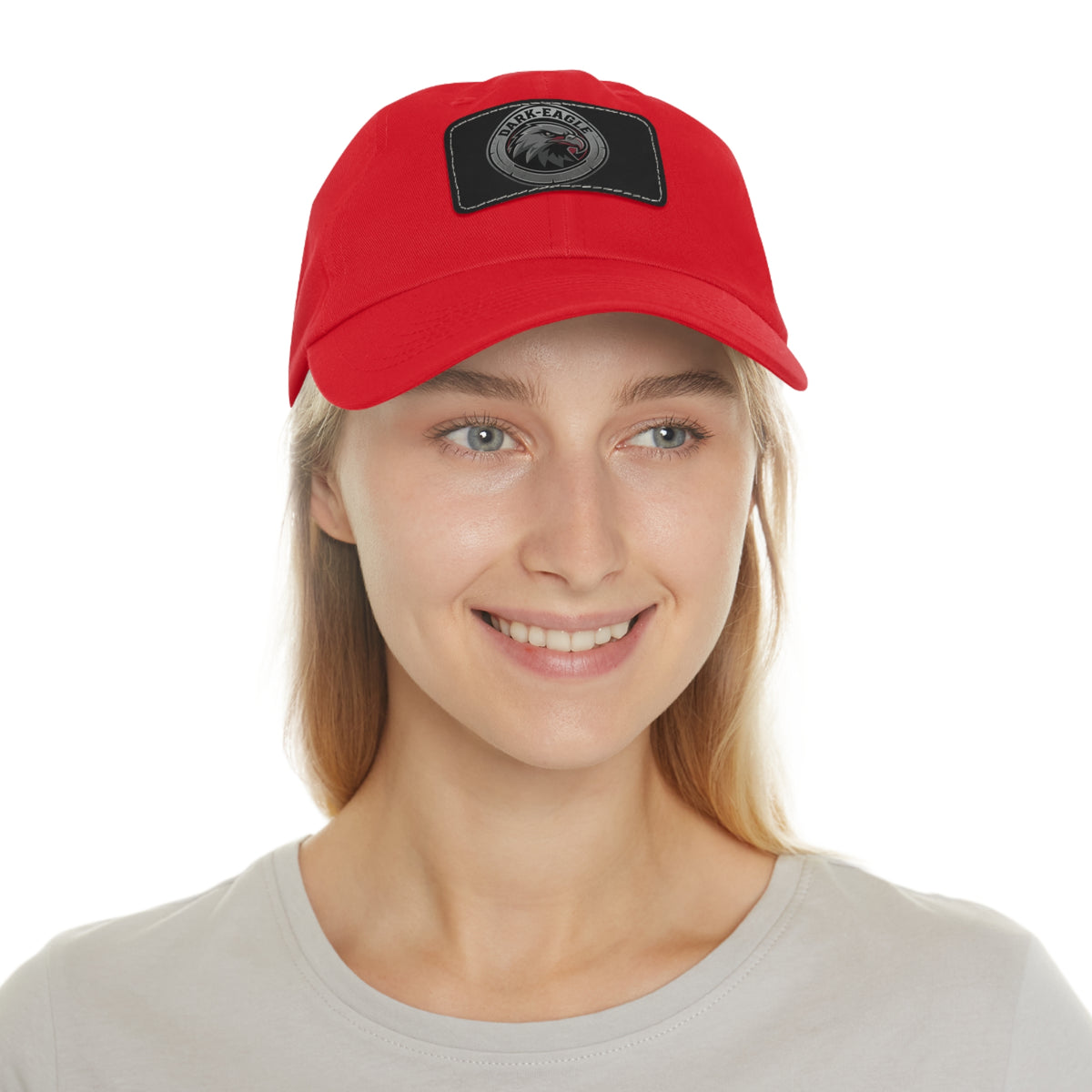 Leather Patch Dad Hat — ‘Dark Eagle’ Vintage Emblem Cap