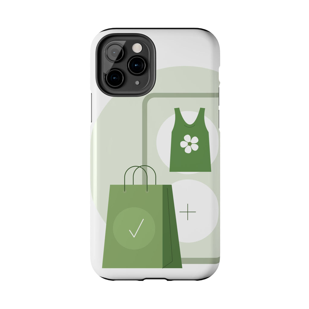 Green Shopping Icons Tough Phone Case — Eco Chic Protective Phone Cover