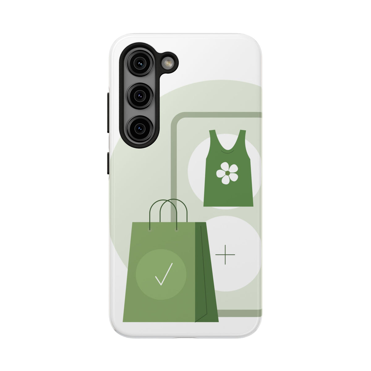 Green Shopping Icons Tough Phone Case — Eco Chic Protective Phone Cover