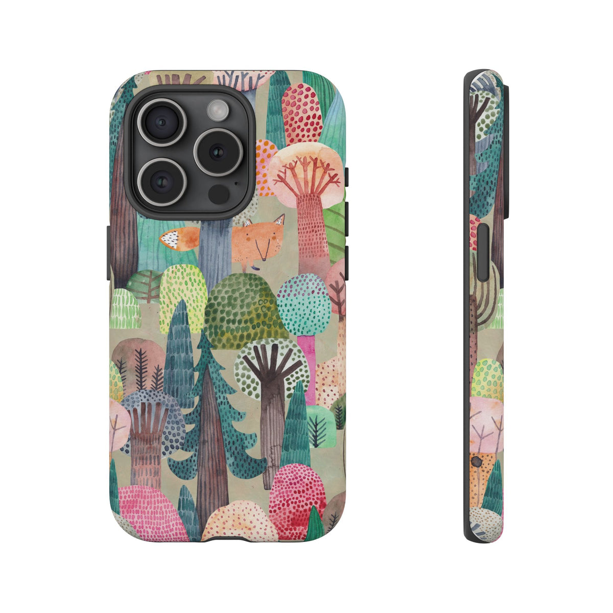 Woodland Fox Phone Case — Colorful Forest Art iPhone Cover
