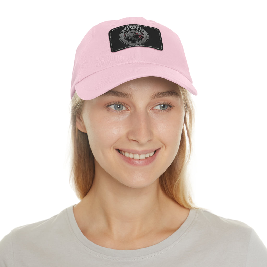 Leather Patch Dad Hat — ‘Dark Eagle’ Vintage Emblem Cap