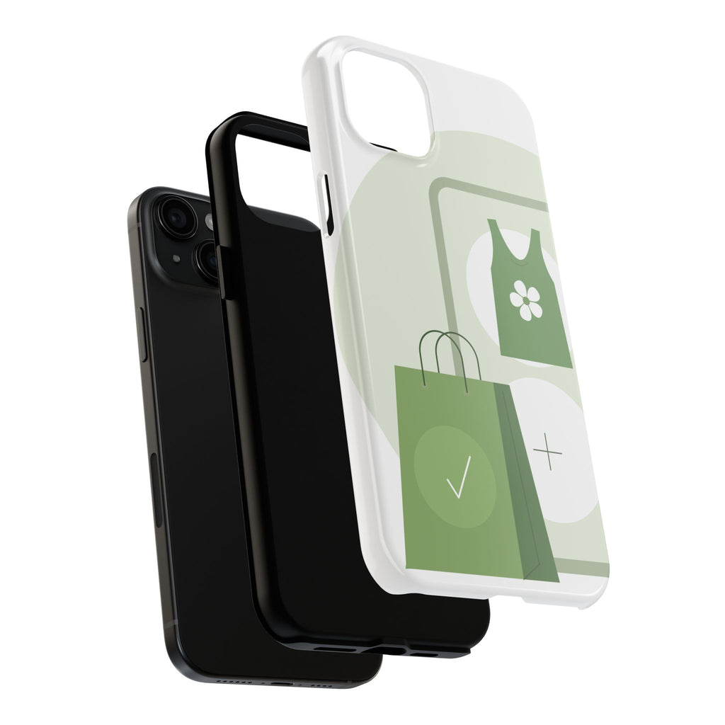 Green Shopping Icons Tough Phone Case — Eco Chic Protective Phone Cover