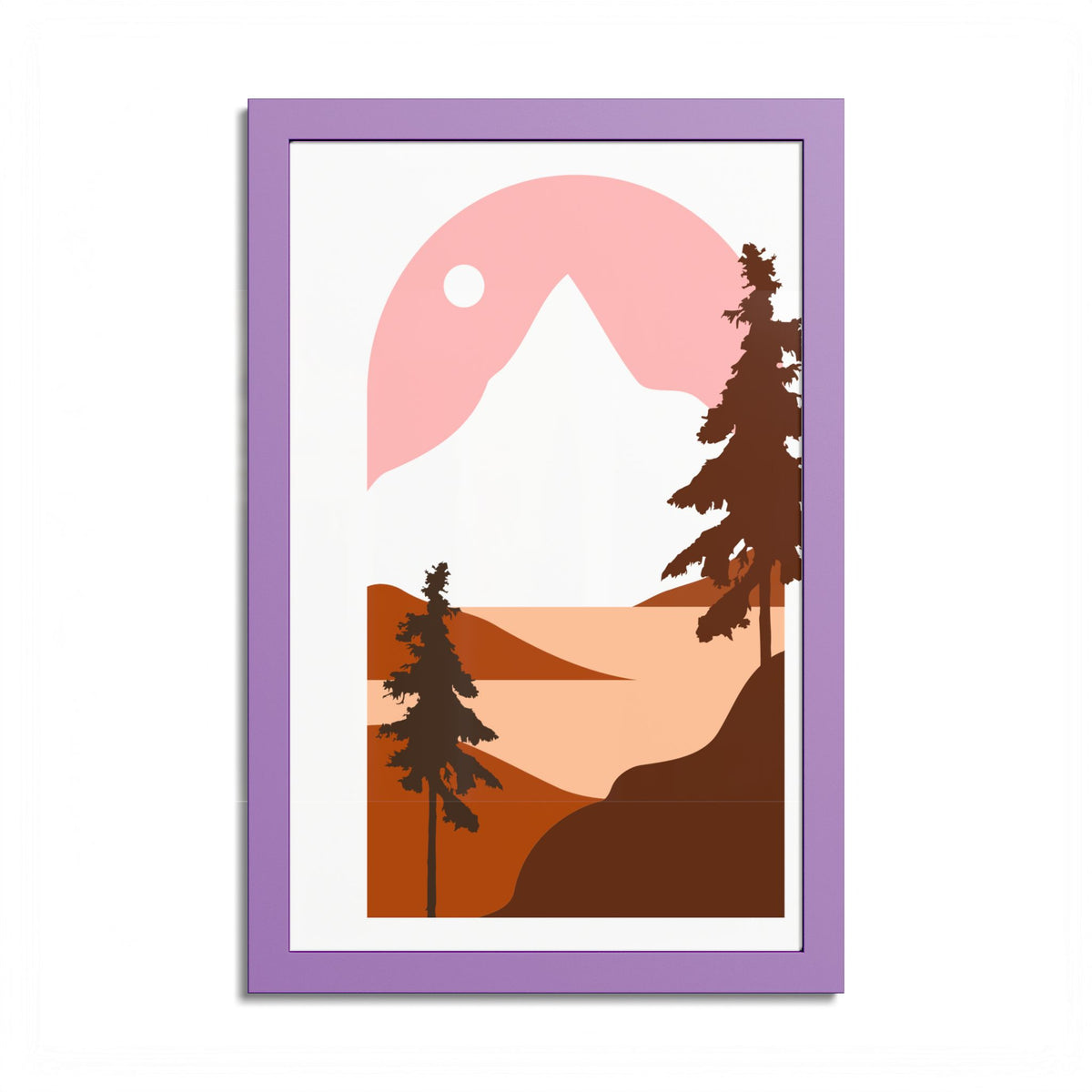 Minimalist Mountain Poster — Colored Frame Wall Art