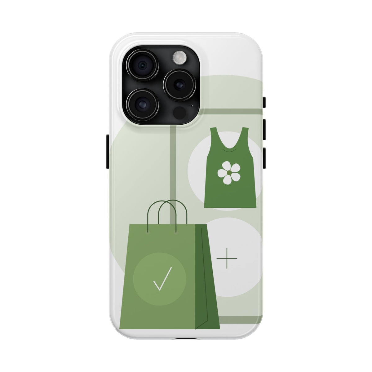 Green Shopping Icons Tough Phone Case — Eco Chic Protective Phone Cover