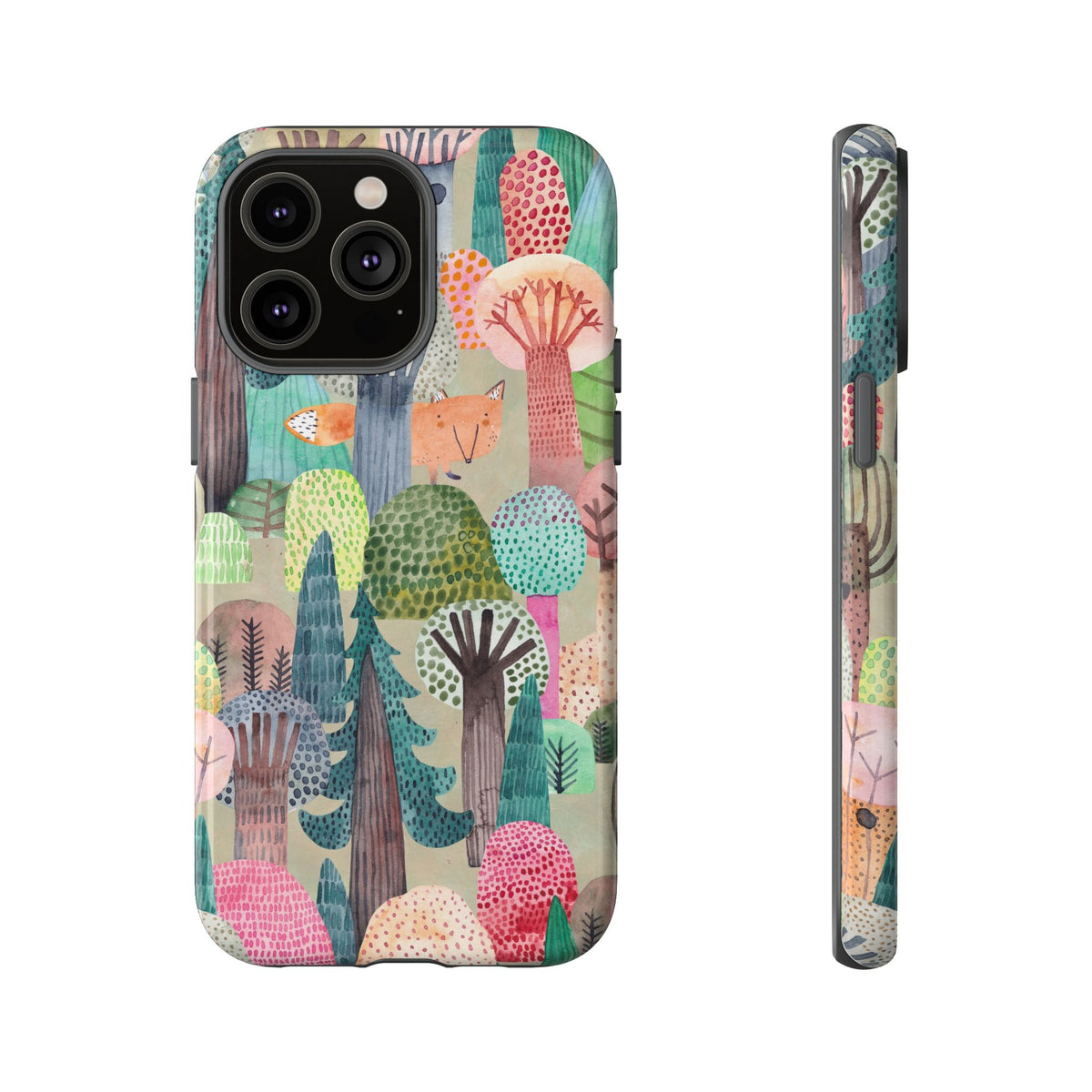 Woodland Fox Phone Case — Colorful Forest Art iPhone Cover
