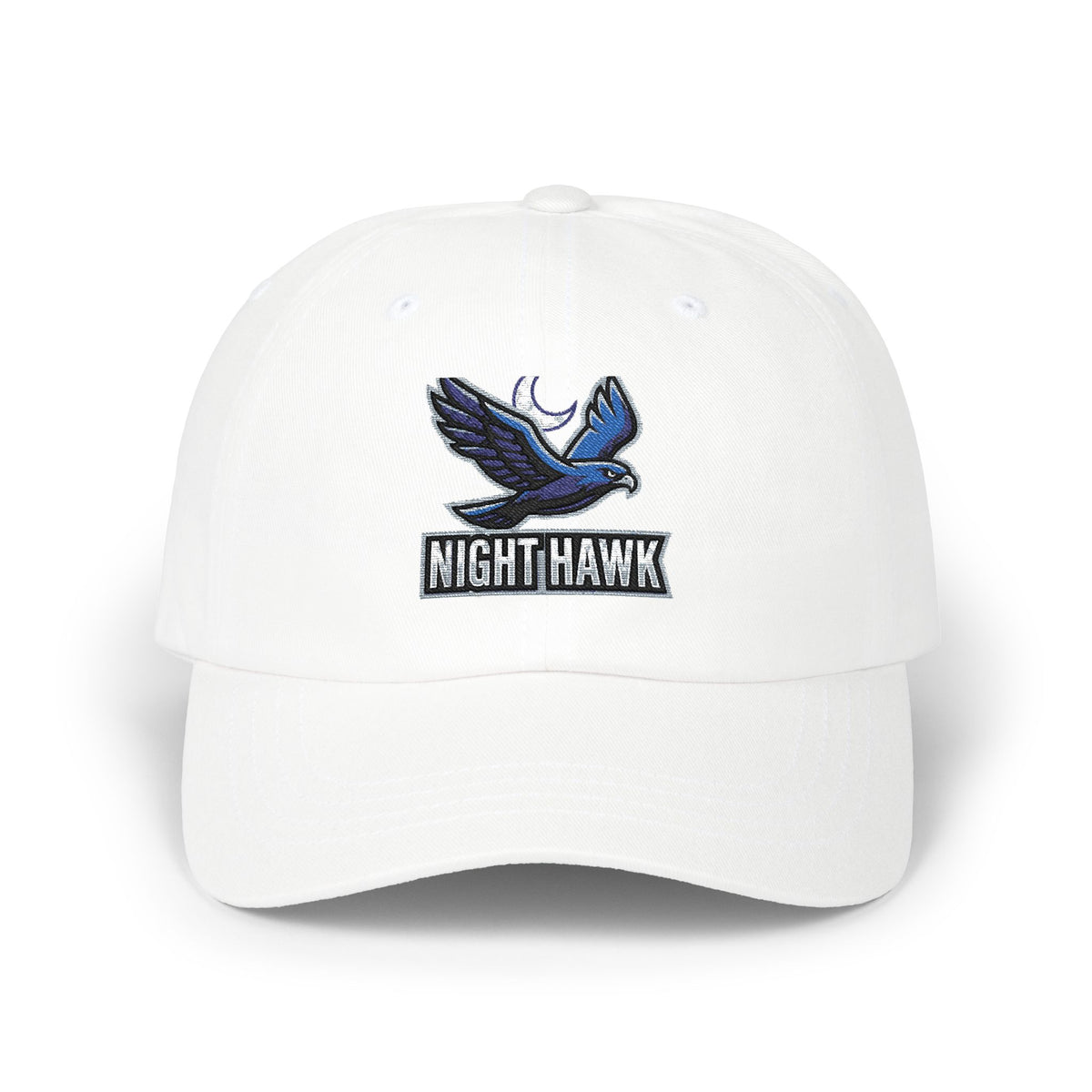 Night Hawk Embroidered Dad Cap — Retro Blue Hawk Baseball Hat