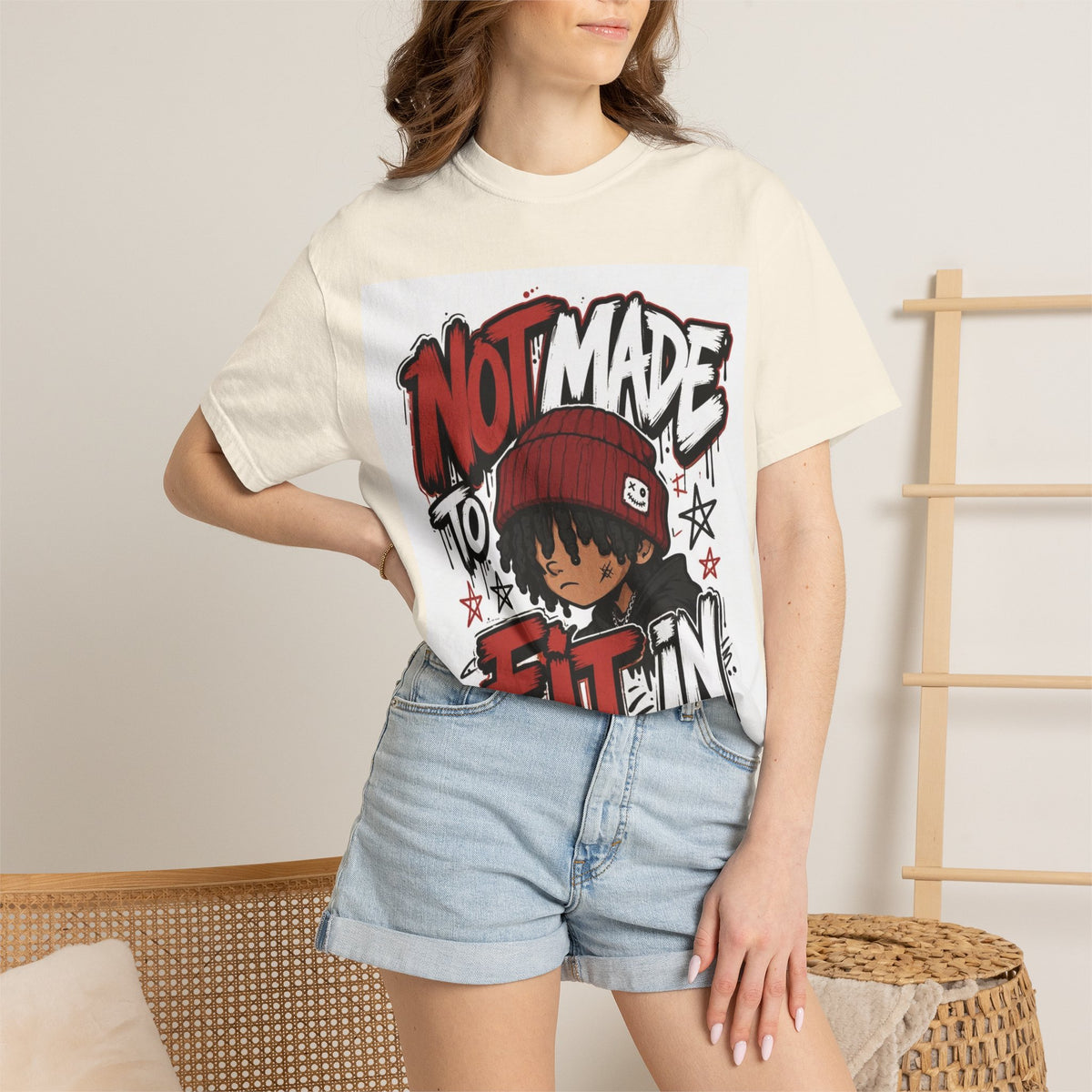 Not Made to Fit In Graphic T-Shirt — Streetwear Anime Statement Tee