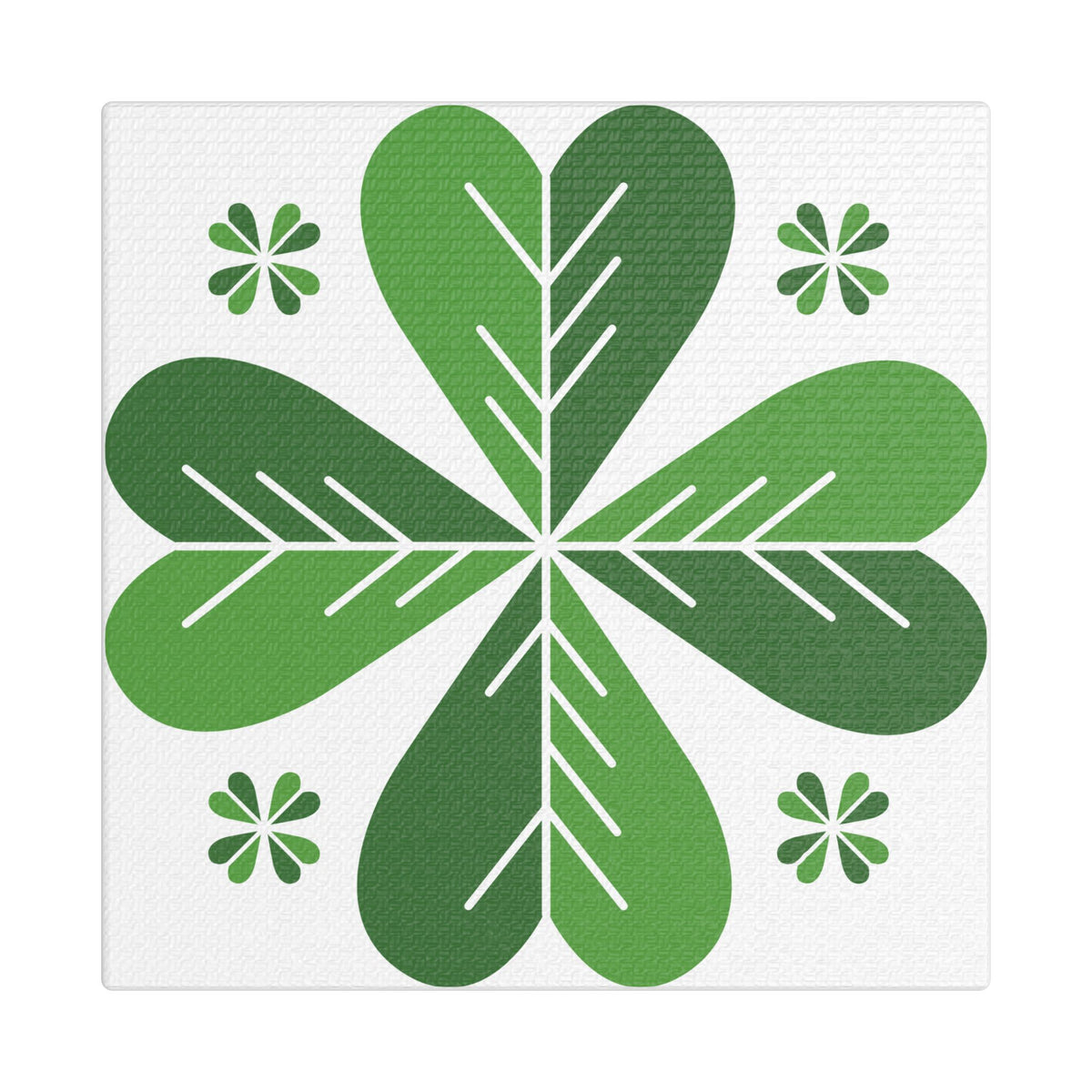 Green Clover Wall Art Canvas — Stretched Satin Botanical Print