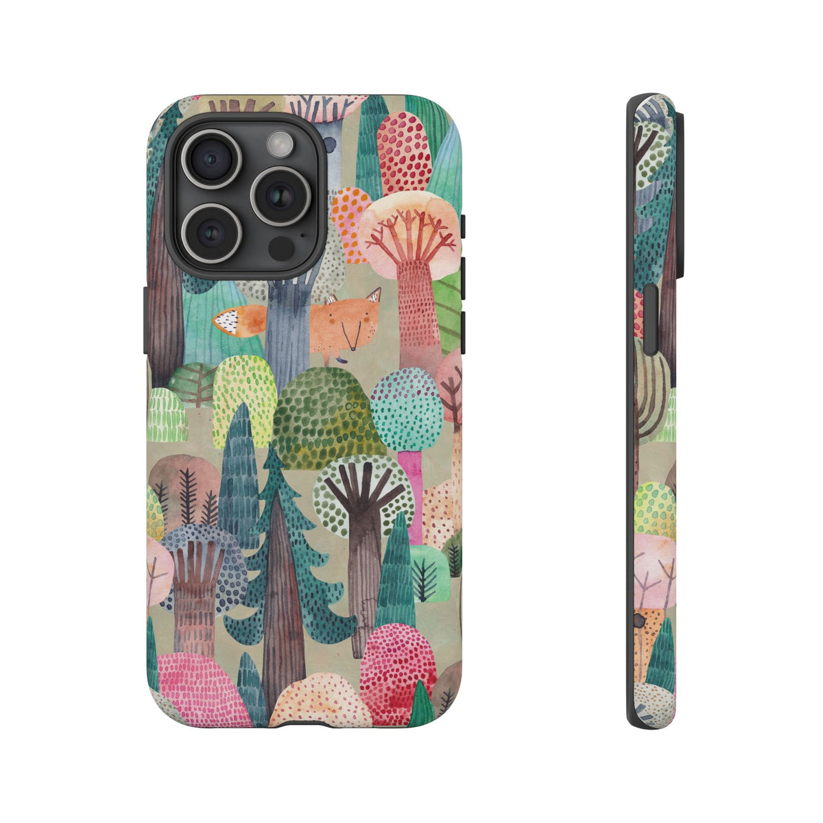 Woodland Fox Phone Case — Colorful Forest Art iPhone Cover