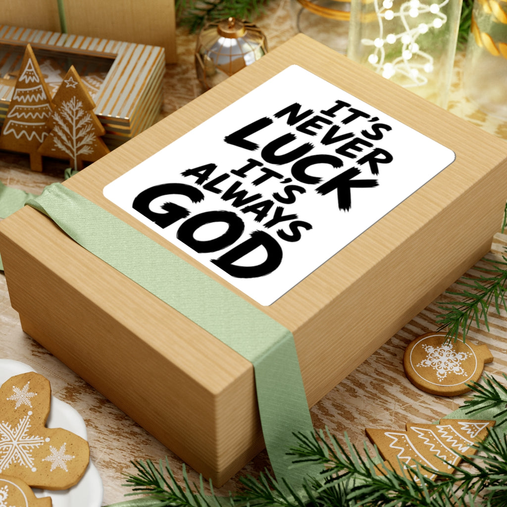 Religious Sticker — “It’s Never Luck, It’s Always God” Kiss-Cut Vinyl Sticker