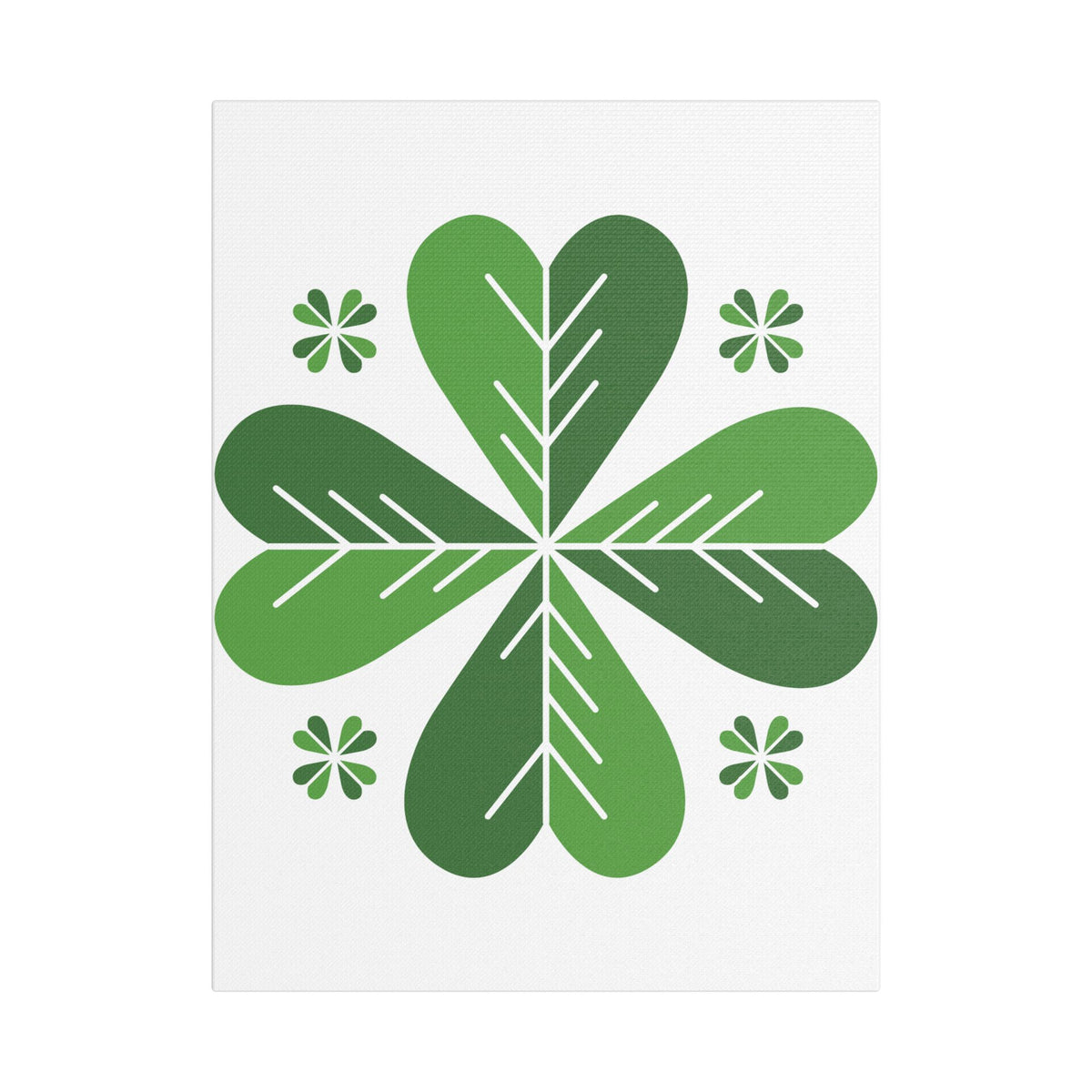 Green Clover Wall Art Canvas — Stretched Satin Botanical Print