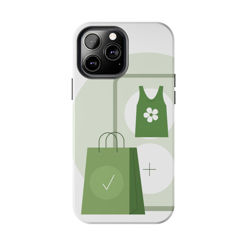 Green Shopping Icons Tough Phone Case — Eco Chic Protective Phone Cover