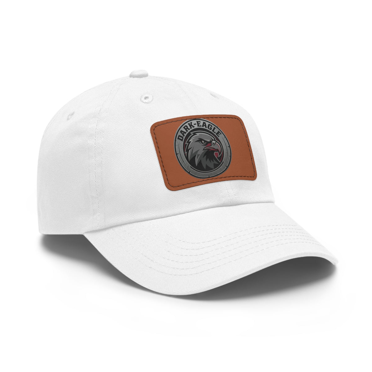 Leather Patch Dad Hat — ‘Dark Eagle’ Vintage Emblem Cap