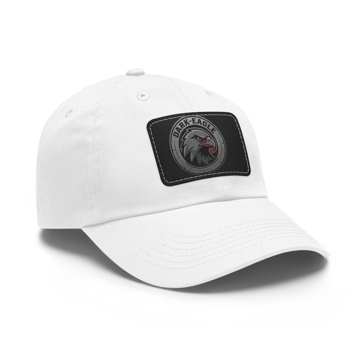 Leather Patch Dad Hat — ‘Dark Eagle’ Vintage Emblem Cap