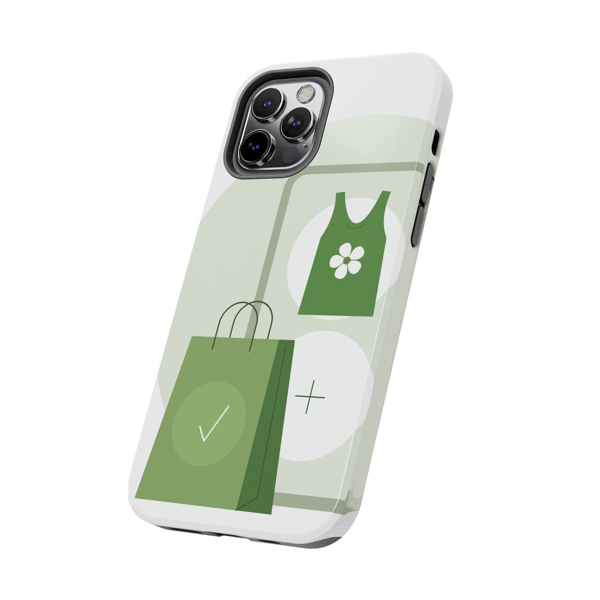 Green Shopping Icons Tough Phone Case — Eco Chic Protective Phone Cover