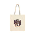 Momster Era Tote, Halloween Momster Graphic, Purple Orange Spooky Canvas Tote