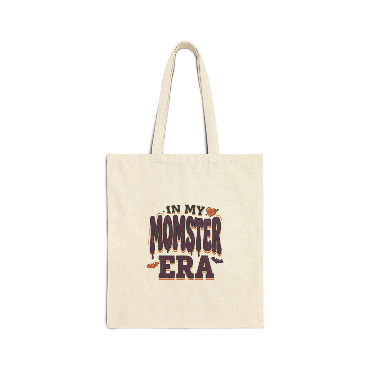 Momster Era Tote, Halloween Momster Graphic, Purple Orange Spooky Canvas Tote